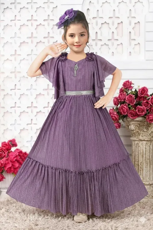 Royal Purple Pleated Princess Party Gown