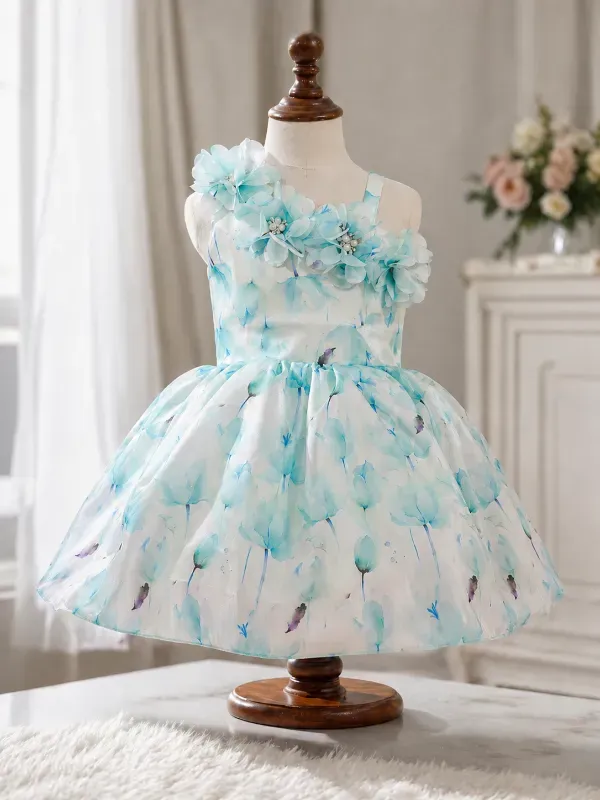 Sky Blue Floral Princess Dress