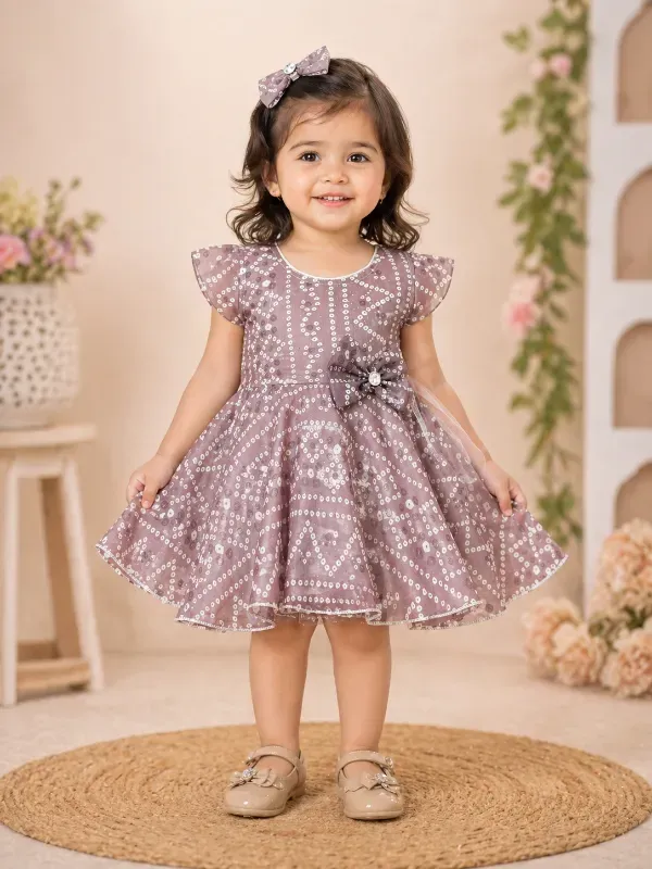 Elegant Girls Party Wear Frock – Dusty Mauve