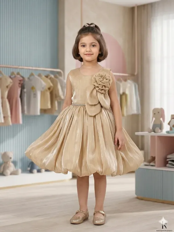 Golden Glow Girls Party Dress