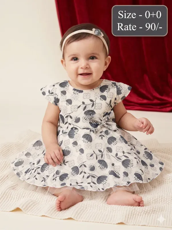 Baby Girls Cute Floral Print Party Wear Frock Dress