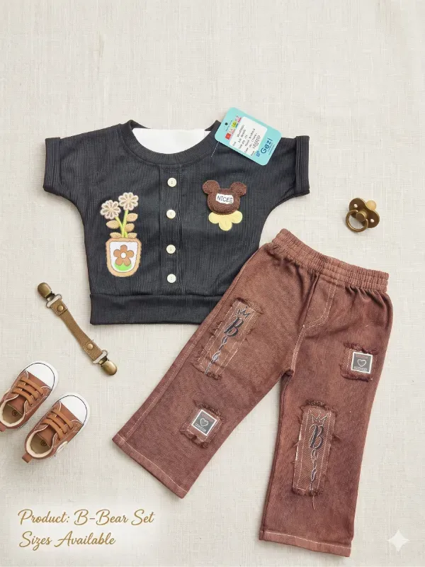 Cute Bear Patch Co-ord Set for Kids