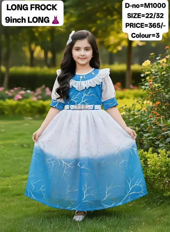 Beautiful white and blue combination frock