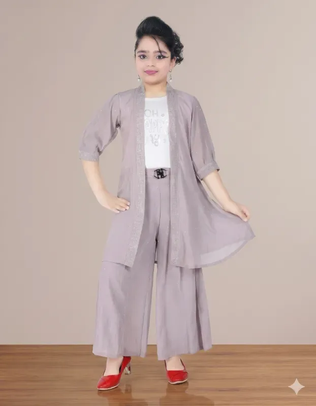 Girls Stylish Shrug Top & Palazzo Se