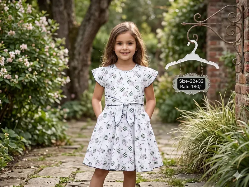 Girls Floral Printed Fit & Flare Dress