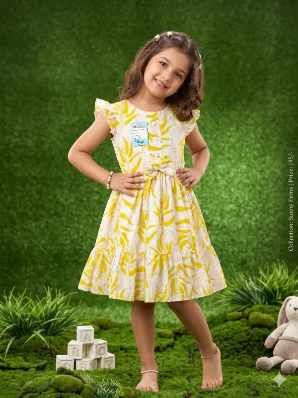 Girls Printed Fit & Flare Casual Dress