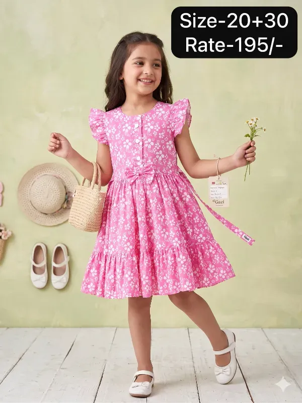 Girls Floral Printed Fit & Flare Dress