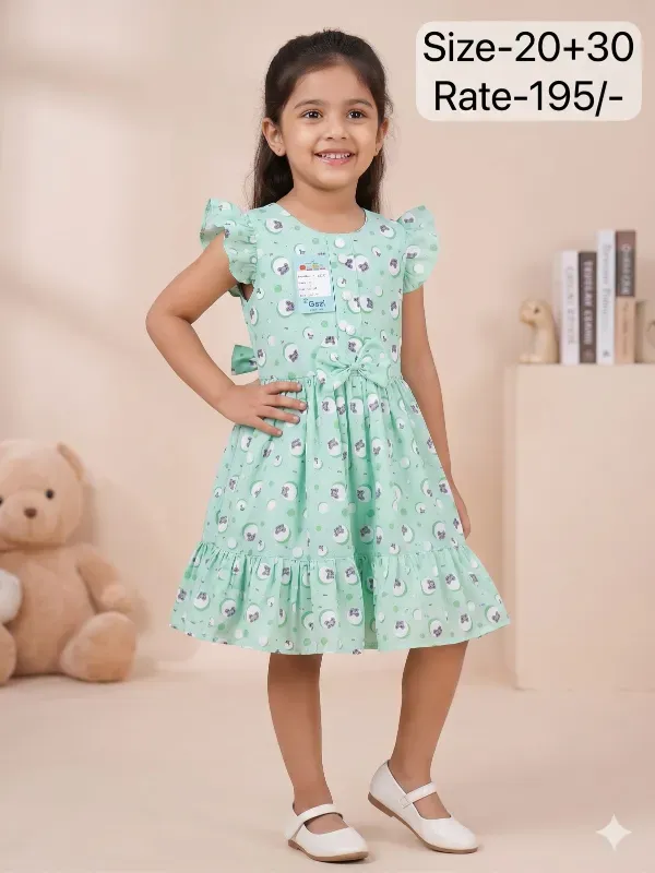 Girls Printed Fit & Flare Party Dress