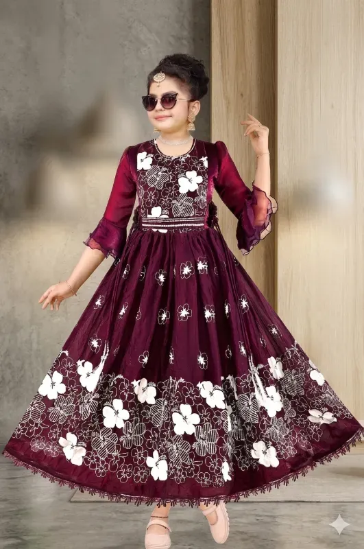 Royal Bloom Girls Party Wear Gown