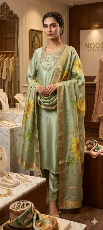 Women's Floral Printed Dupatta Kurta Pant Set