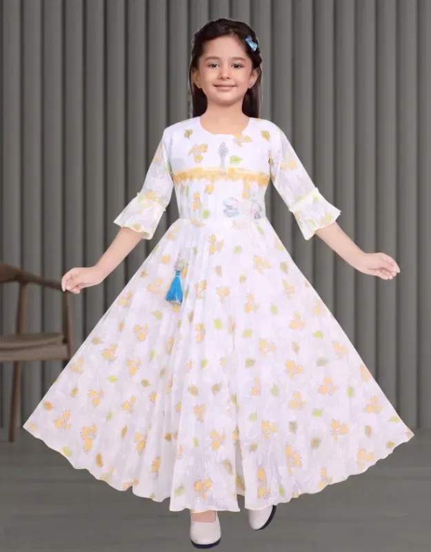 Girls Floral Cotton Frock Dress