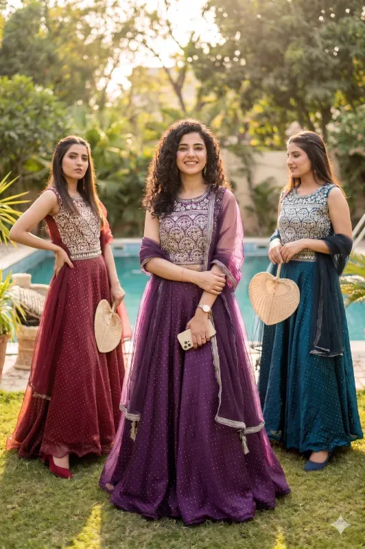 Women's Embroidered Skirt Top Set