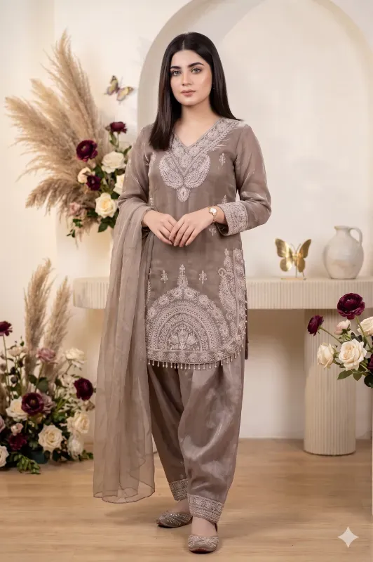 Women's Premium Embroidered Farsi Salwar Suit Set