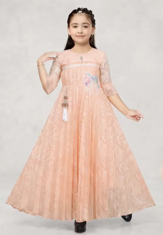 Girls Printed Anarkali Gown with Leggings