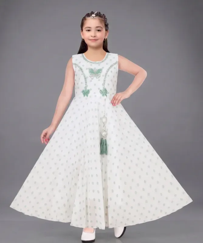 Girls Butterfly Embellished Party Wear Gown