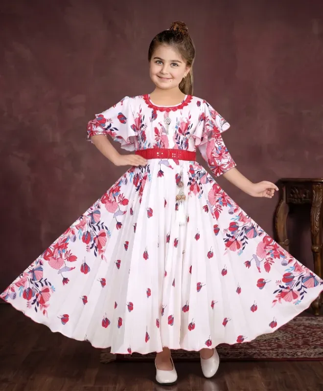 Blossom Charm Girls Long Frock